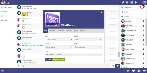 321chat Profile Creation